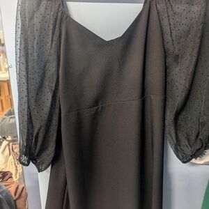 Banana Republic Black V-Neck Bishop Sleeve Sundress